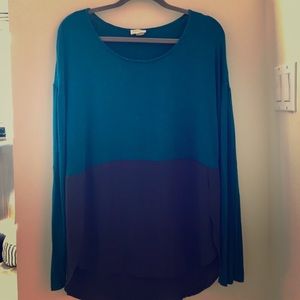 Anthropologie Meadow Rue Teal/Navy Color Block Top